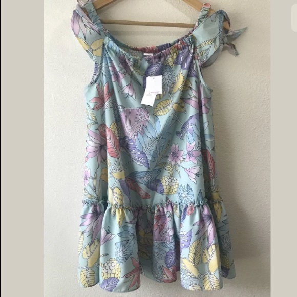 A by Amanda Elastic Off Shoulder Dress Ruffles L - Picture 2 of 8